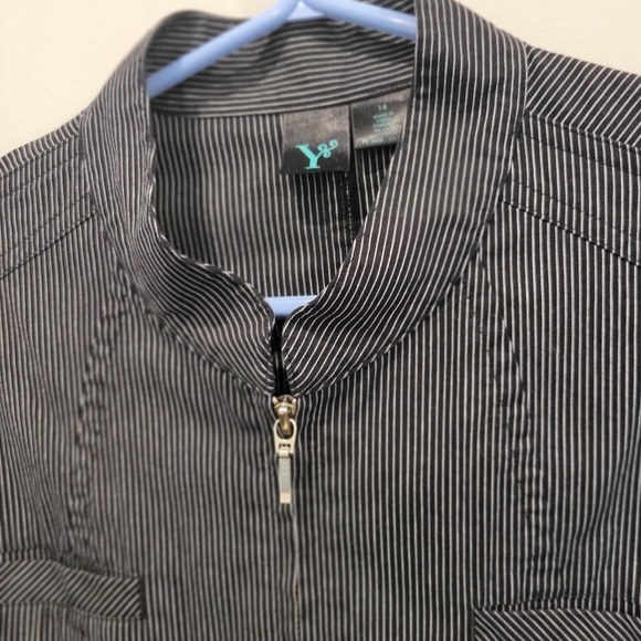 Y Brand Black & White Striped Womans Jean Style Jacket Sz 14 - Picture 9 of 12